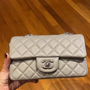 Chanel rectangular mini in Grey w/Full set